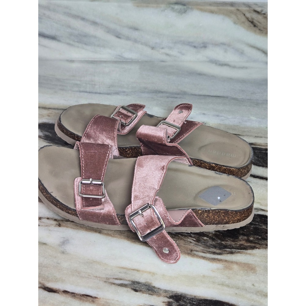 Madden Girl Brando-V Pink Velvet Double Buckle Slide Sandals Mens 8M BRANDO-V - Picture 3 of 8